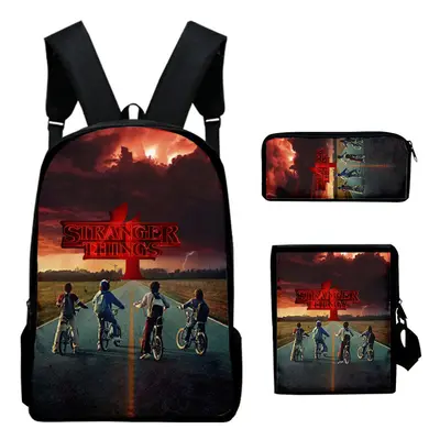 (9) Stranger Things 3pcs Schoolbag Lunch Bag Pencil Case Kids Set