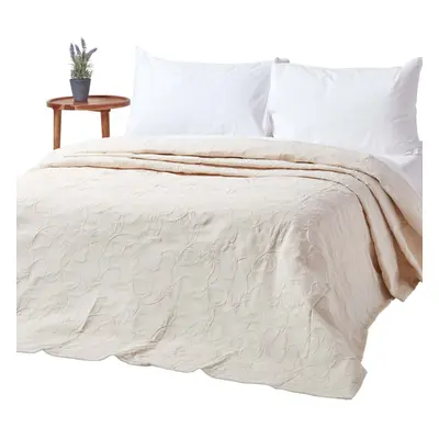 (Cream, x cm) Cotton Rich Floral MetelassÃ© Pattern Bedspread