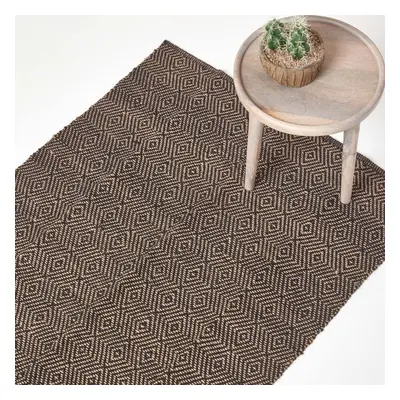 (120 x cm) Black Geometric Jute Rug