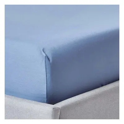 (Single, Blue) Thread Count Egyptian Cotton Extra Deep Fitted Sheet (18") with Fully Elasticated