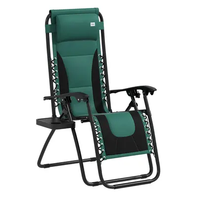 Outsunny Zero Gravity Lounger Folding Recliner Chair w/ Cup Holder Green