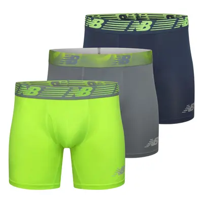 New Balance Men's Boxer Brief Fly Front with Pouch 3-Pack of Inch Tagless Underwear Hi Lite/Stee