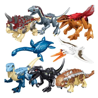 (Style H 8pcs) Large Dinosaur Figure Big Size Indominus T Rex Blocks Lego Toys