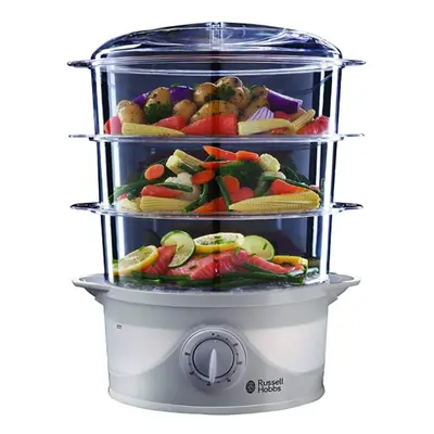 3-Tier Litre Food Vegetable Steamer Healthy 800W Russell Hobbs - White