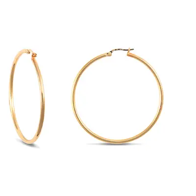 Jewelco London Ladies 9ct Yellow Gold Polished 2mm Hoop Earrings 45mm - JER390