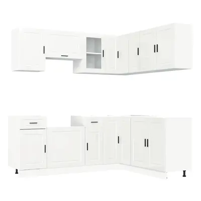 (gloss white) vidaXL Piece Kitchen Cabinet Set Porto Old Wood Engineered Wood