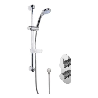 Pride Shower Bundle Concealed Round Twin Valve & Multi Function Handset Slide Rail Kit - Chrome 