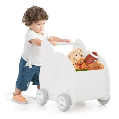 Cute Baby Walker Push Toy Elephant Shape for 3+Yrs W/ Handle & 4-Wheel