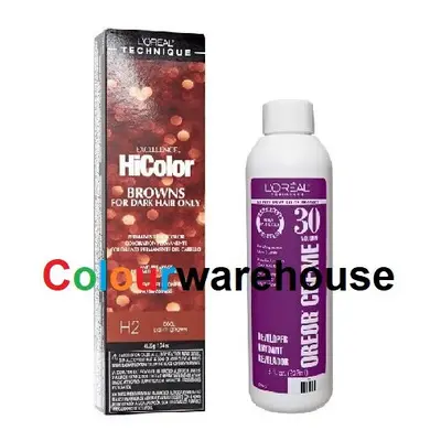 (H2, Dev (Vol. 30) 8oz ) L'Oreal HiColor H2 Cool Light Brown, Browns For Dark Hair Only