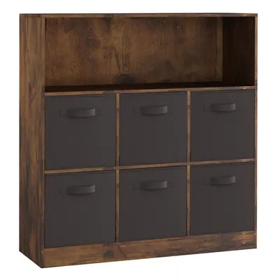 (Rustic Brown, Black) Wooden Cubed Bookcase Units Shelves Drawers