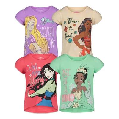 Princess Mulan Tiana Rapunzel Moana Toddler Girls Pack T-Shirts 3T