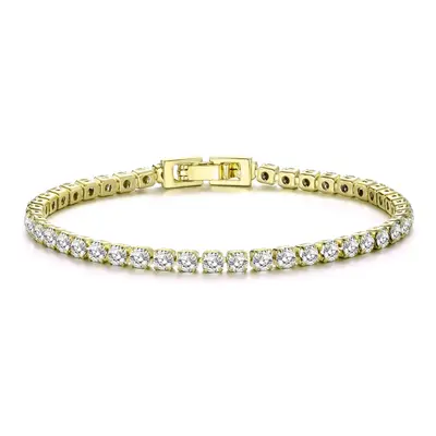 Gold Plated 3mm Tennis Bracelet Created with Zircondia Crystals