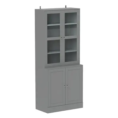 HOMCOM Modern Bookcase Display Storage Cabinet w/ Doors Adjustable Shelves