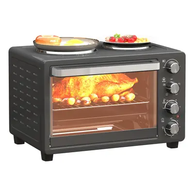 HOMCOM 28L Countertop Toaster Oven with Hot Plates, Grill, Roast, Bake