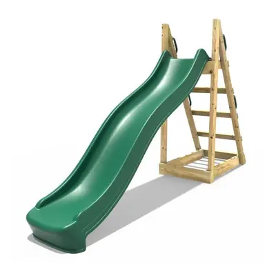 (Dark Green) Rebo Free Standing Garden Wave Water Slide with Wooden Platform - 8ft Slide