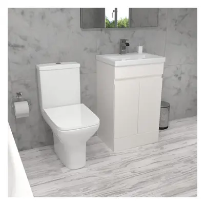 Nes Home Alaska 500mm White Basin Vanity & Rimless Close Coupled toilet