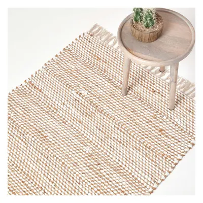 (90 x cm) Horizon Neutral Chevron Hemp Chindi Rug