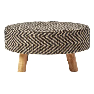 (62 x x cm) Black and Natural Footstool with Diamond Pattern