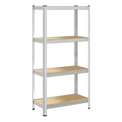 vidaXL 4-Layer Storage Shelf Silver Steel&Engineered Wood garage shelving