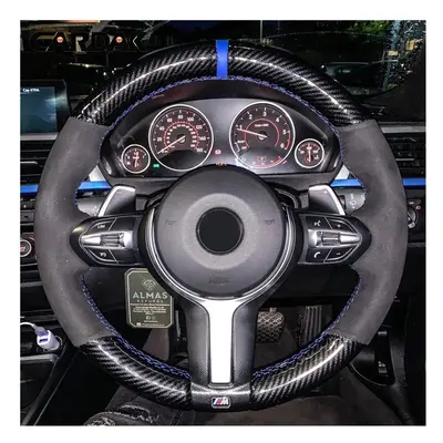 (Style D) Black Suede Leather Car Steering Wheel Cover For BMW F87 M2 F80 M3 F82