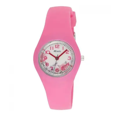 Ravel Women's and Girl's Moulded Silicone Floral Quartz Watch - Pink