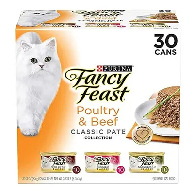 Purina Fancy Feast Classic Pate Poultry & Beef Collection Adult Wet Cat Food Variety Pack - (30)