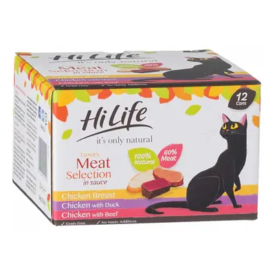 Hilife It's Only Natural Cat Can Luxury Meat Selection 12x70g (Pack of 4)