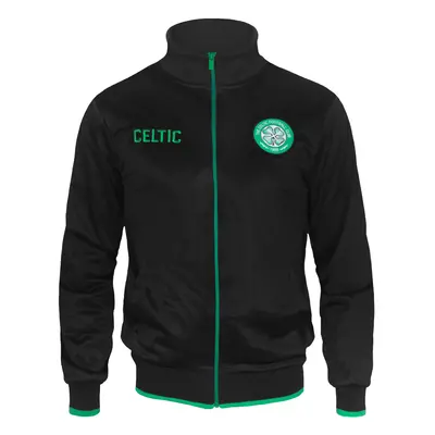 (Black, Medium) Celtic FC Official Football Gift Mens Retro Track Top Jacket