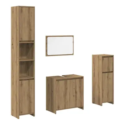 (artisan oak) vidaXL Bathroom Furniture Set Piece Engineered Wood Organiser Multi Colours