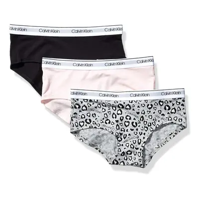 Calvin Klein Girls Little Modern Cotton Hipster Underwear Multipack Ck Leo Heather Crystal Pink 