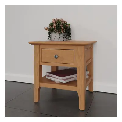 Natland Side Lamp Table Drawer Bedside Storage Shelf Solid Wood