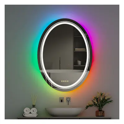 (Oval 600x800mm) RGB Backlit Front Light Bathroom Mirror