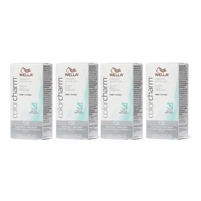 (T28 Pack of 4) Wella Color Charm T14 Pale Ash Blonde Permanent Liquid Hair Toner