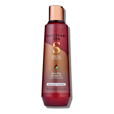 Sanctuary Spa Amber, Ruby Oud Shower Oil for Dry Skin, No Mineral Oil, Cruelty Free and Vegan, R