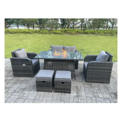 Fimous Seater Rattan Outdoor Garden Furniture Gas Fire Pit Table Sets Gas Heater Love Sofa