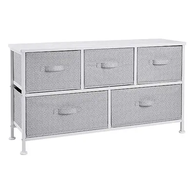 Basics Extra Wide Fabric 5-Drawer Storage Organizer Unit for Closet, White