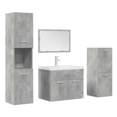 (concrete grey, x 38.5 x cm) vidaXL Piece Bathroom Furniture Set Sonoma Oak Engineered Wood