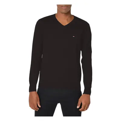 Tommy Hilfiger Men's Cotton V Neck Sweater Deep Knit Black Small