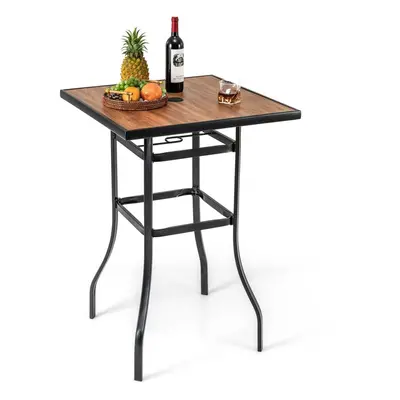 Patio Bar Table 70cm Garden Outdoor Square Tabletop Bar Height Table