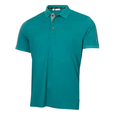 (L, Sea Green) Calvin Klein Mens Club Golf Lightweight Breathable Wicking Polo Shirt