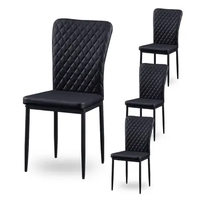 (Black(PU), pcs) 4/6 Dining Chairs High Back Velvet/PU Office