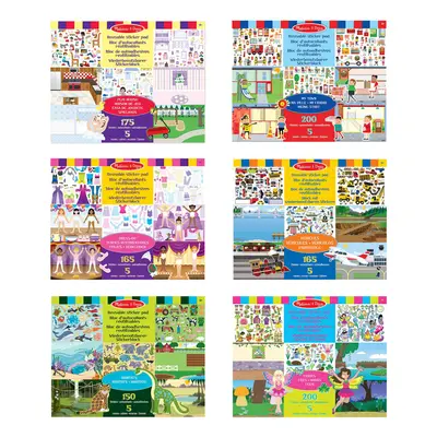 Bundle of Reusable Sticker Pads - Play House, Dress-Up, Habitats, My Town, Vehicles and Fairies 