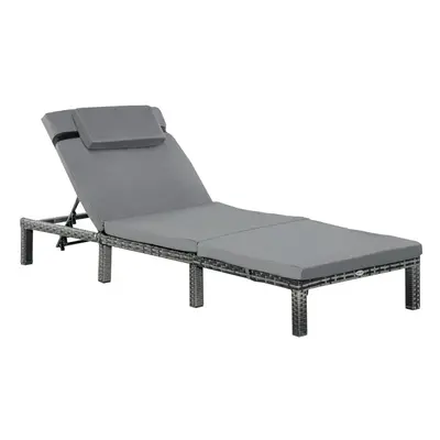 Outsunny Garden Rattan Furniture Recliner Lounger Sun Reclining Daybed Patio