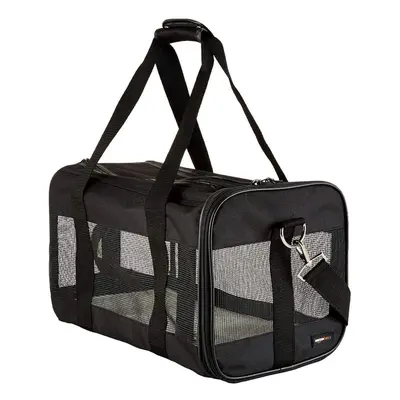 Amazon Basics Dog and Cat Carrier, Soft Sided Pet Travel Carrier for Cat and Dog, Black, Medium,