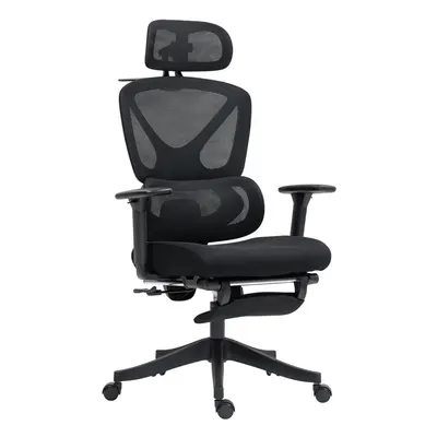 HOMCOM Ergonomic Office Chair, Recliner Computer Chair with Footrest, Black