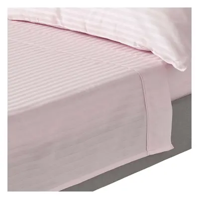 (Super-King, Dusky Pink Violet) Egyptian Cotton Flat Sheet Single Thread Count Satin Stripe