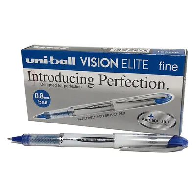 Uni-Ball mm UB-200 Vision Elite Liquid Ink Rollerball Pen with Medium 0.6 mm Line Width and Blue