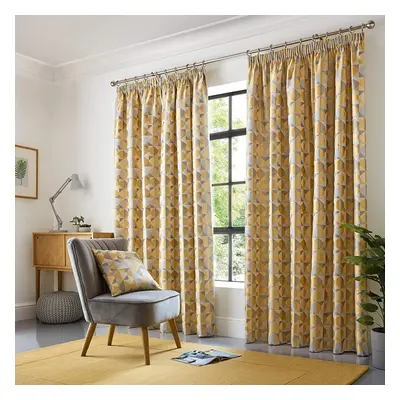 Alan Symonds Skandi Lined Pencil Pleat/Taped Top Curtains (Ochre, 90" x 90" (229 x 229cm))