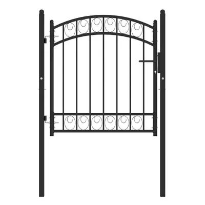 (black, x cm) vidaXL Fence Gate with Arched Top Steel Entrance Gate Green/Black Multi Sizes