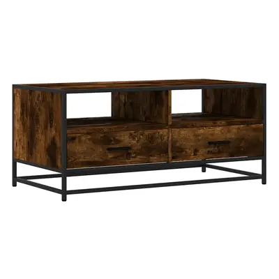 (smoked oak) vidaXL Coffee Table Hall End Table Side Table Black Engineered Wood and Metal